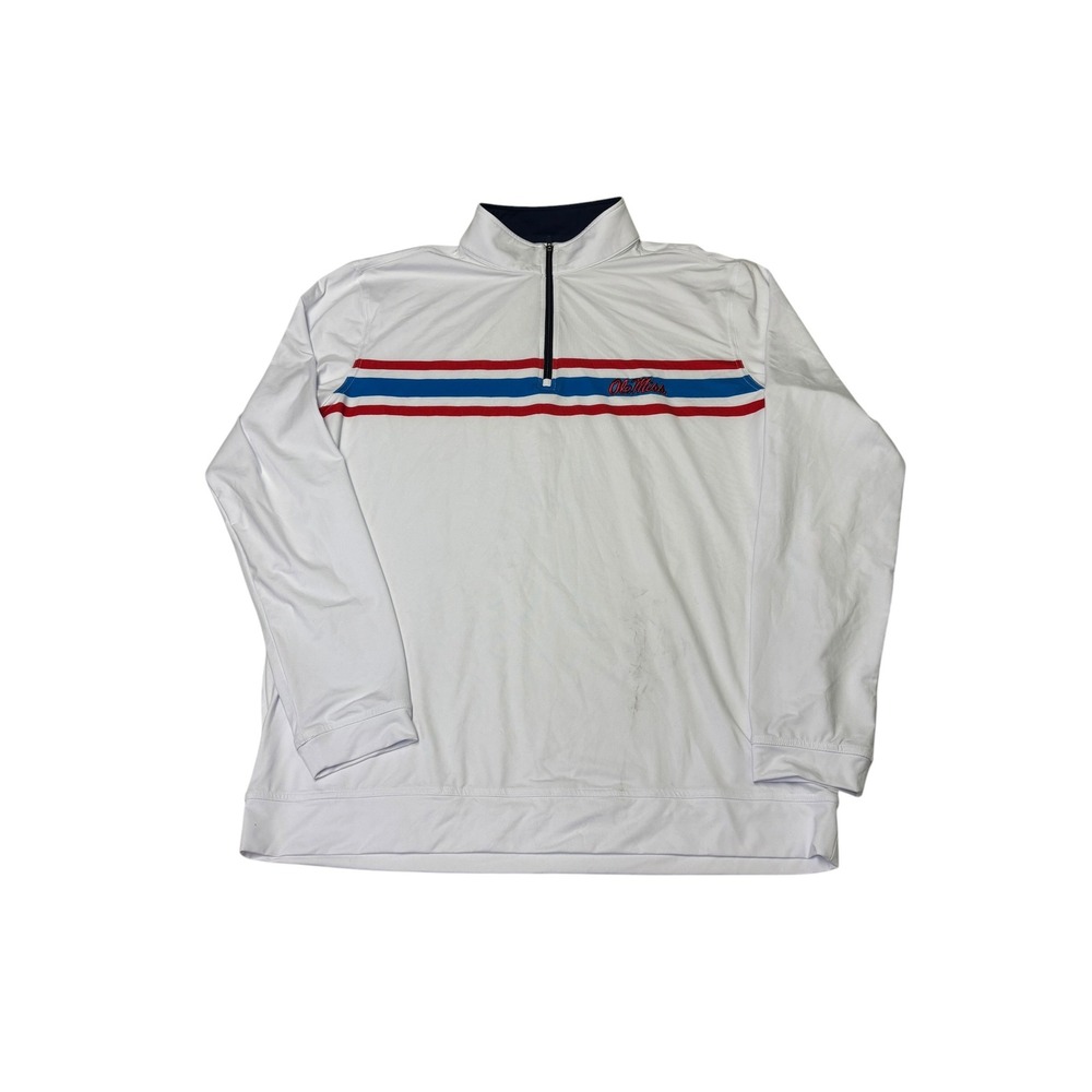 Rhoback Ole Miss Rebels Mens Large Quarter Zip Pullover White‎ Performance Shirt